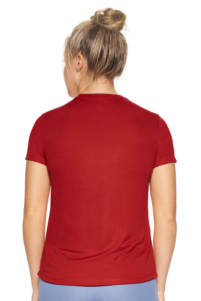 Expert Brand Wholesale Women's Oxymesh Crewneck Performance Tee Made in USA AJ201 Red Image 3#true-red