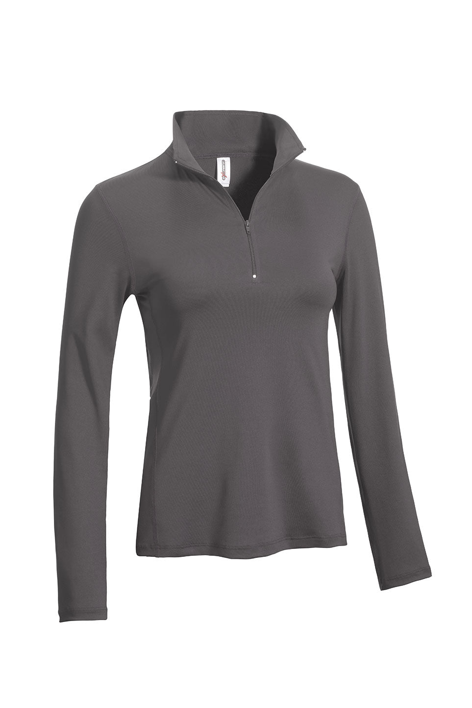 The 1/4 Zip Pullover Training Top in the color charcoal in an industrial setting. This Training top is moisture-wicking and made in the USA #charcoal