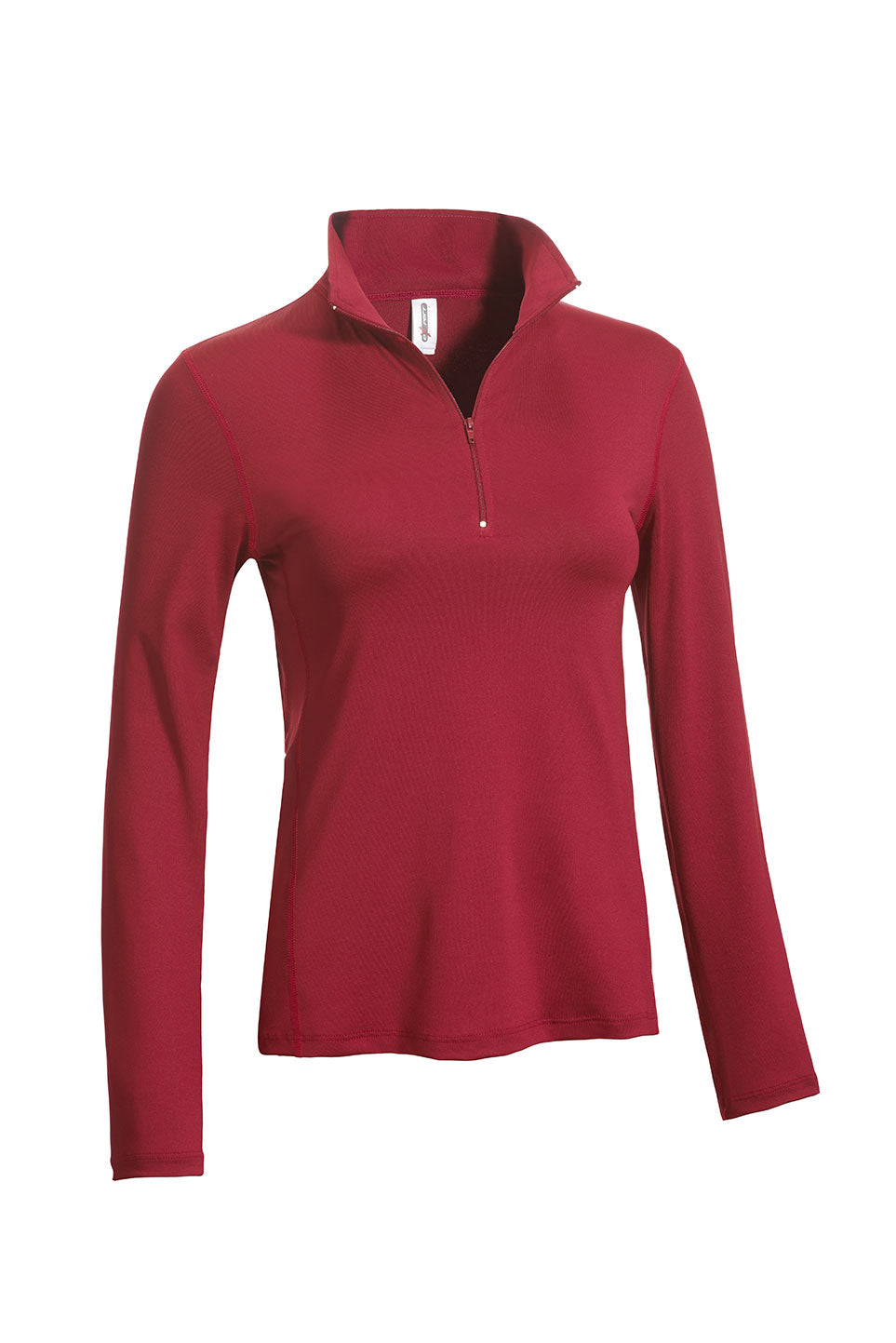 The 1/4 Zip Pullover Training Top in the color crimson on a white background. This Training top is moisture-wicking and made in the USA #crimson