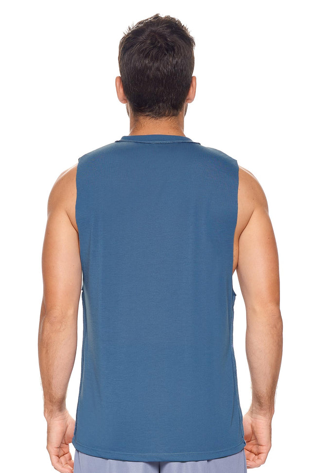 Expert Brand Wholesale BE820 Siro Raw Edge Muscle Tee in Stone Blue Made in USA tee 3#stone-blue