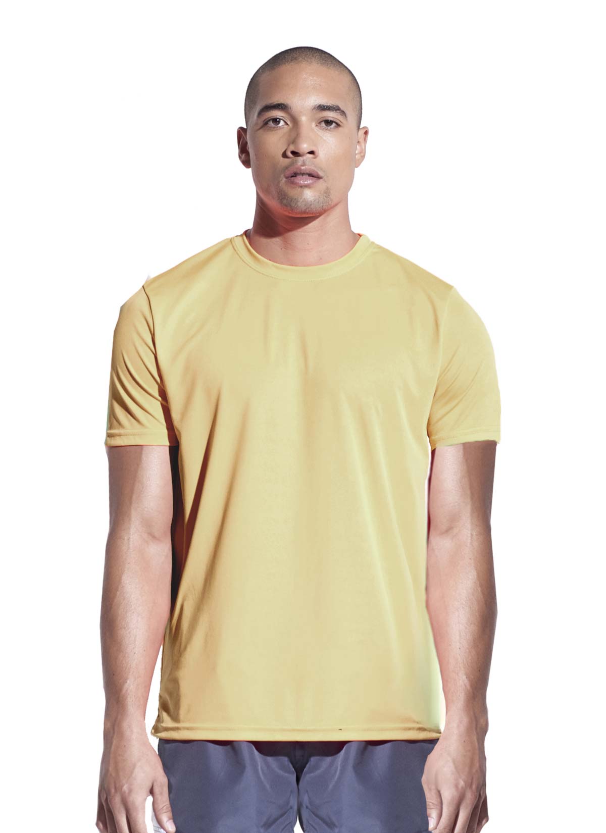 Man wearing a vegas gold t-shirt on a white background.
Expert Brand Wholesale Men's DriMax™ Crewneck Quick Dry Tee Made in USA AI801D Safety Blue Vegas Gold Image 1 #vegas-gold
