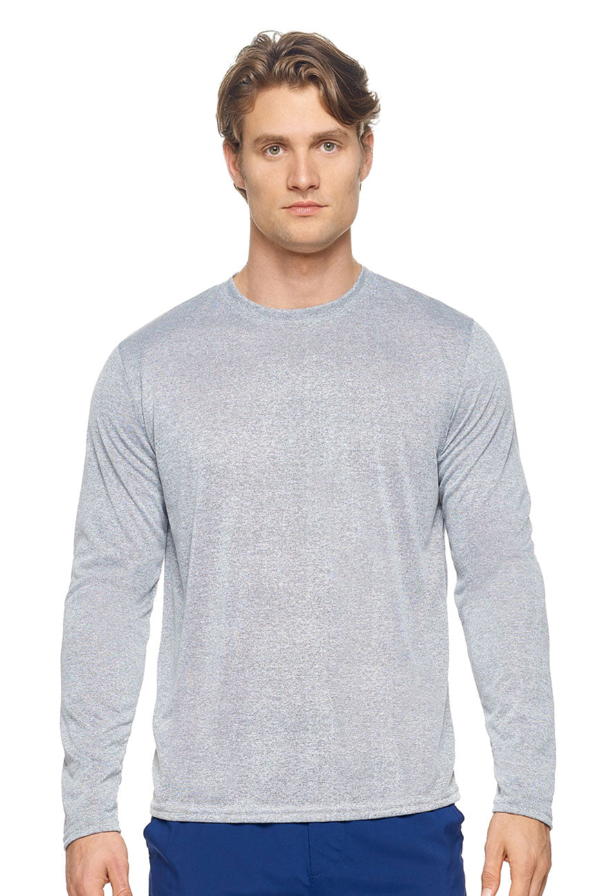 Expert Brand Wholesale Men's Natural Heather Active Lifestyle Long Sleeve Tee Made in USA Heather Gray#heather-gray