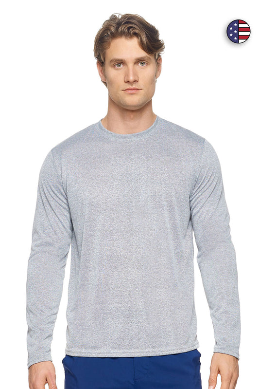 Expert Brand Wholesale Men's Natural Heather Active Lifestyle Long Sleeve Tee Made in USA Heather Gray#heather-gray