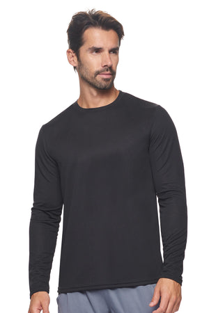 Expert Brand Wholesale Blank Made in USA Men's Long Sleeve Performance Fitness Running Tee Oxymesh™ Tec in black image 2#black