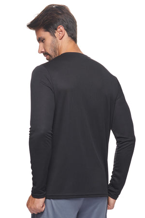 Expert Brand Wholesale Blank Made in USA Men's Long Sleeve Performance Fitness Running Tee Oxymesh™ Tec  in black image 4#black