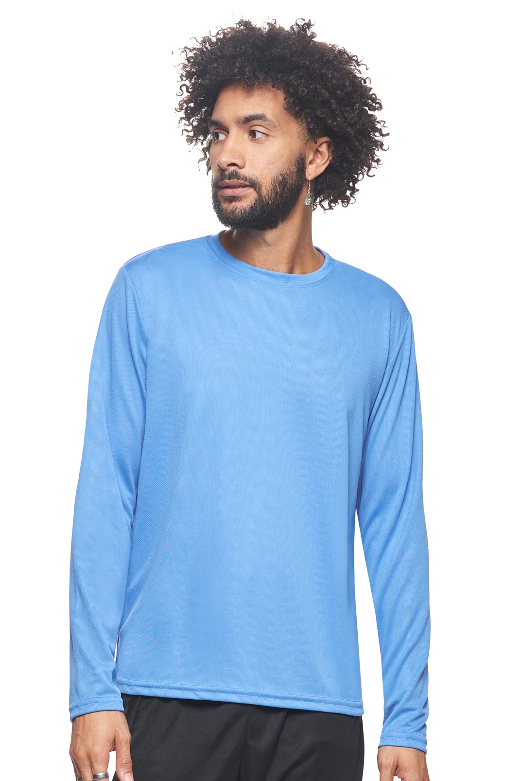 Expert Brand Wholesale Blank Made in USA Men's Long Sleeve Performance Fitness Running Tee Oxymesh™ Tec  in carolina blue#carolina-blue