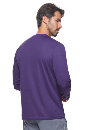 Expert Brand Wholesale Blank Made in USA Men's Long Sleeve Performance Fitness Running Tee Oxymesh™ Tec  in dark purple#dark-purple