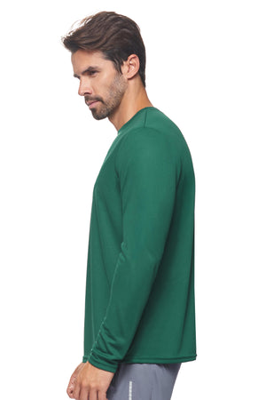 Expert Brand Wholesale Blank Made in USA Men's Long Sleeve Performance Fitness Running Tee Oxymesh™ Tec  in forest green image 3#forest-green