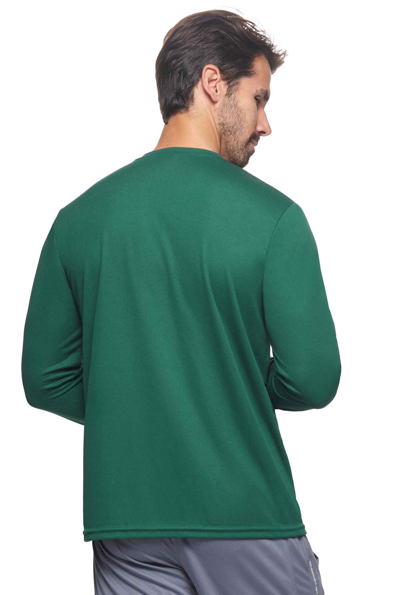 Expert Brand Wholesale Blank Made in USA Men's Long Sleeve Performance Fitness Running Tee Oxymesh™ Tec  in forest green image 4#forest-green