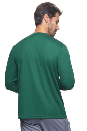 Expert Brand Wholesale Men's Oxymesh Performance Long Sleeve Tec Tee Made in USA AJ901D Forest Green image 3#forest-green