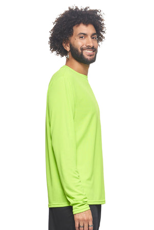 Expert Brand Wholesale Men's Oxymesh Performance Long Sleeve Tec Tee Made in USA AJ901D Key Lime Image 2#key-lime