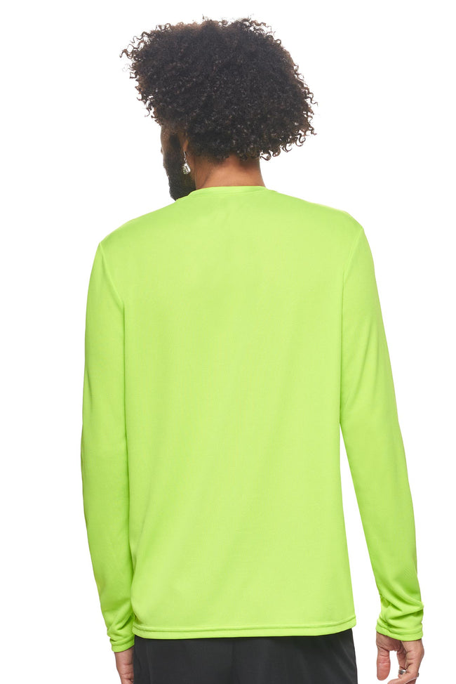 Expert Brand Wholesale Blank Made in USA Men's Long Sleeve Performance Fitness Running Tee Oxymesh™ Tec  in key lime image 3#key-lime