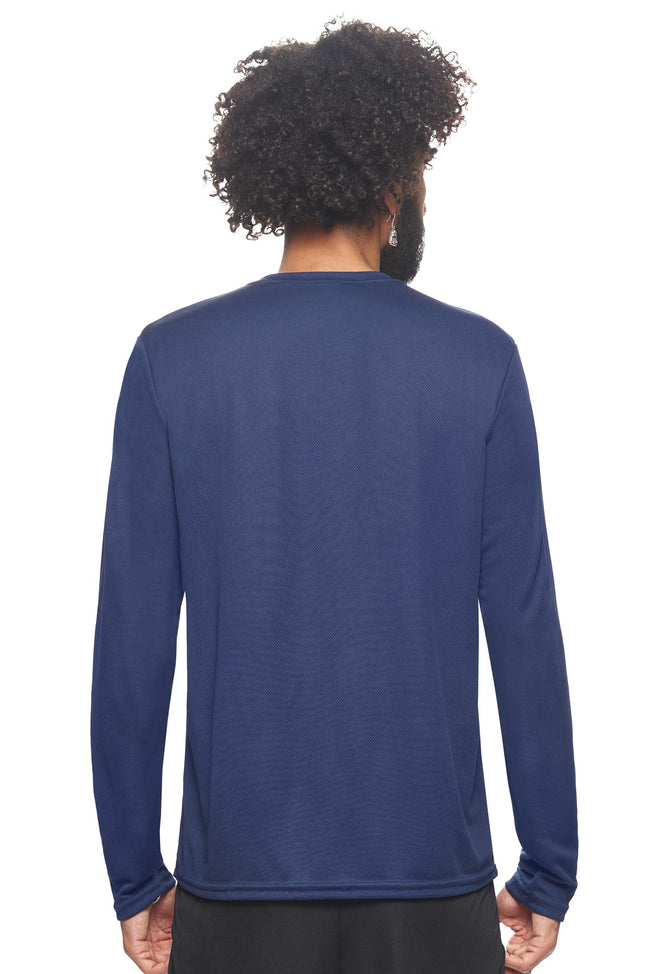Expert Brand Wholesale Blank Made in USA Men's Long Sleeve Performance Fitness Running Tee Oxymesh™ Tec  in navy Image 3#navy