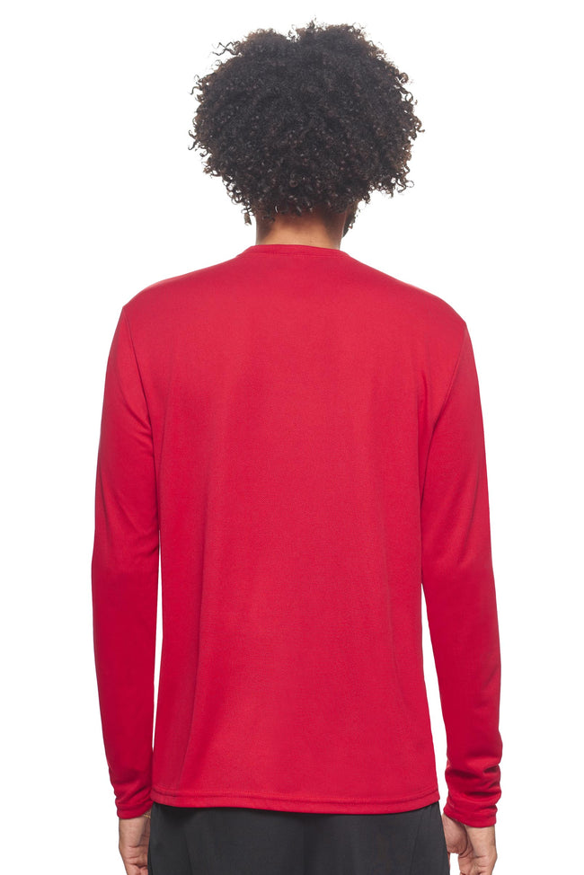 Expert Brand Wholesale Blank Made in USA Men's Long Sleeve Performance Fitness Running Tee Oxymesh™ Tec  in red image 3#red