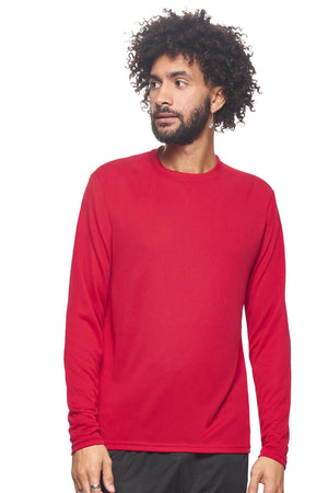 Expert Brand Wholesale Blank Made in USA Men's Long Sleeve Performance Fitness Running Tee Oxymesh™ Tec  in red#red