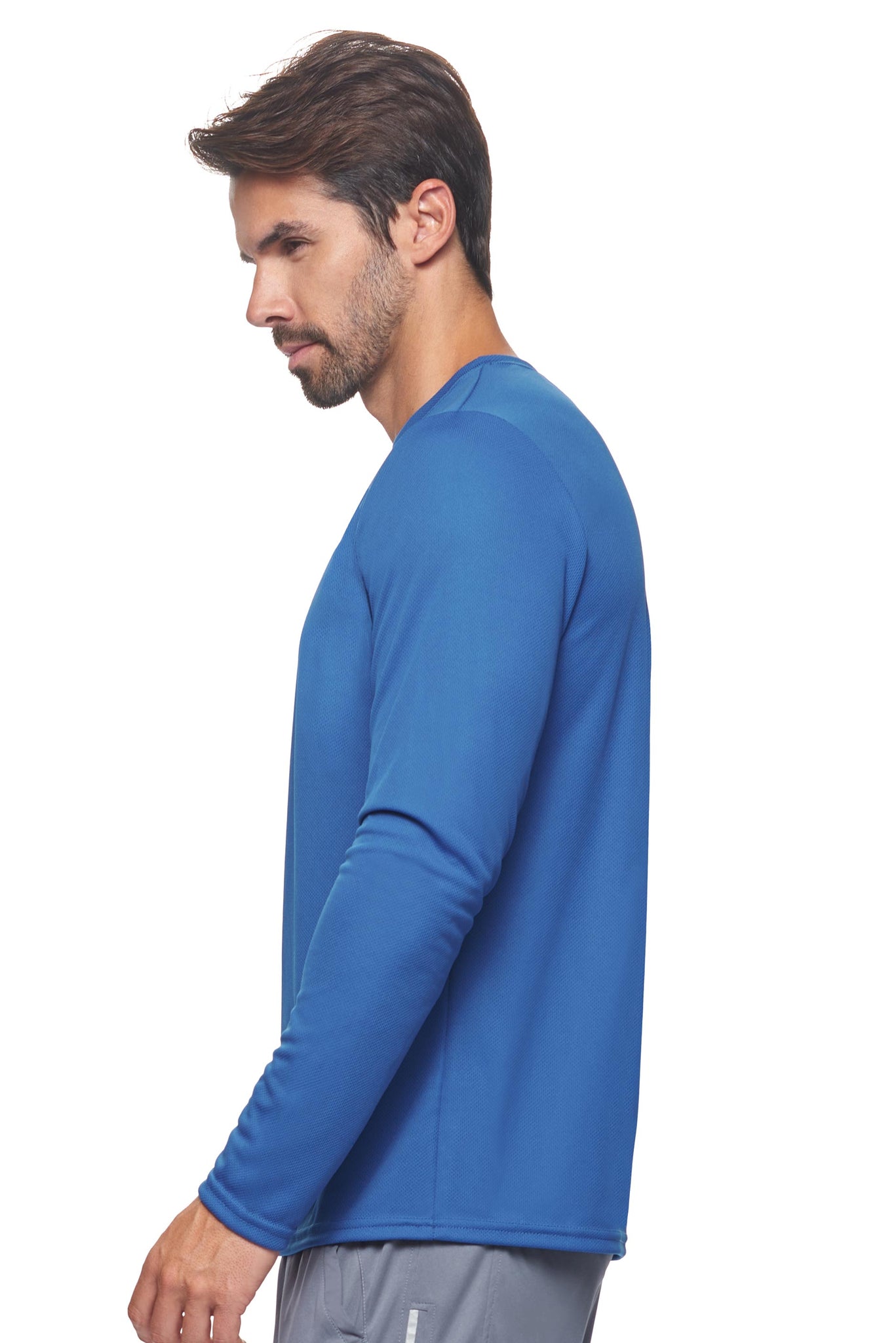 Expert Brand Wholesale Blank Made in USA Men's Long Sleeve Performance Fitness Running Tee Oxymesh™ Tec  in royal blue image 2#royal-blue