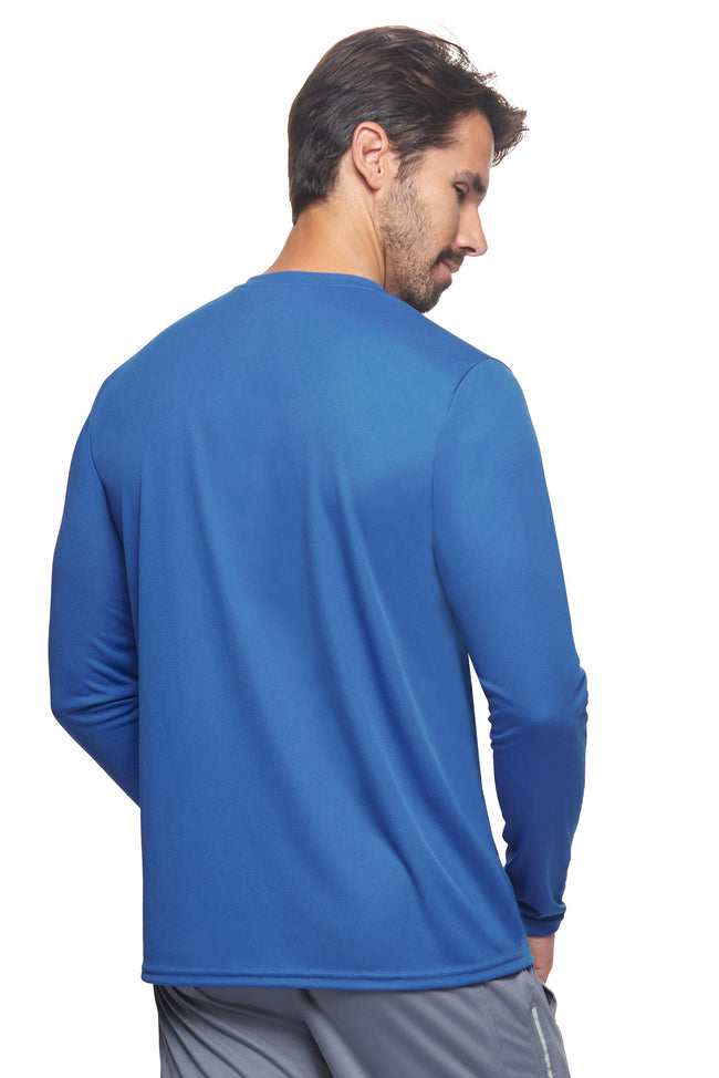 Expert Brand Wholesale Men's Oxymesh Performance Long Sleeve Tec Tee Made in USA AJ901D Royal Blue image 3#royal-blue