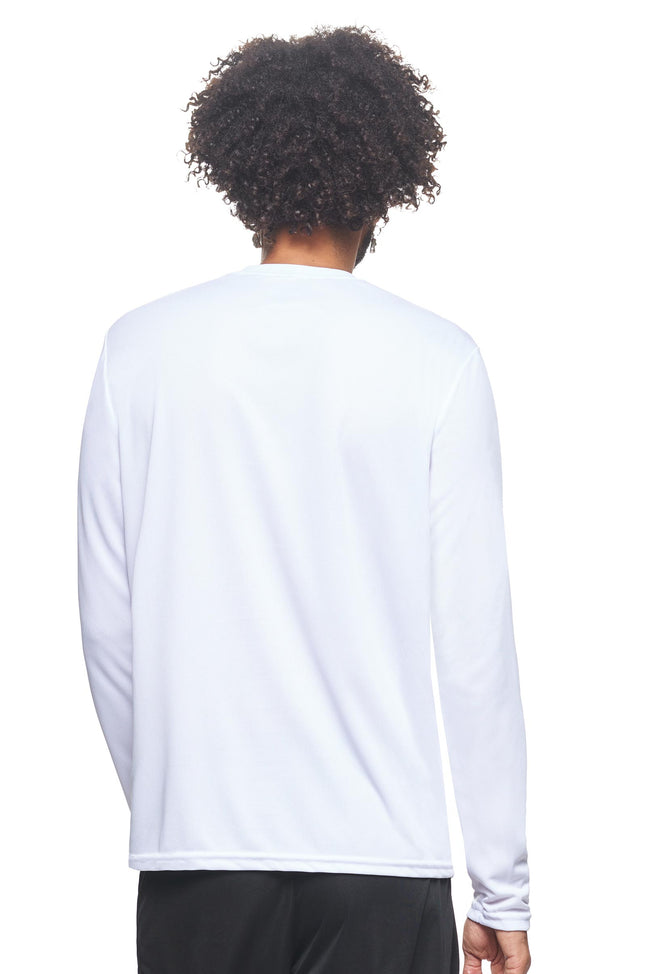 Expert Brand Wholesale Blank Made in USA Men's Long Sleeve Performance Fitness Running Tee Oxymesh™ Tec  in white image 3#white