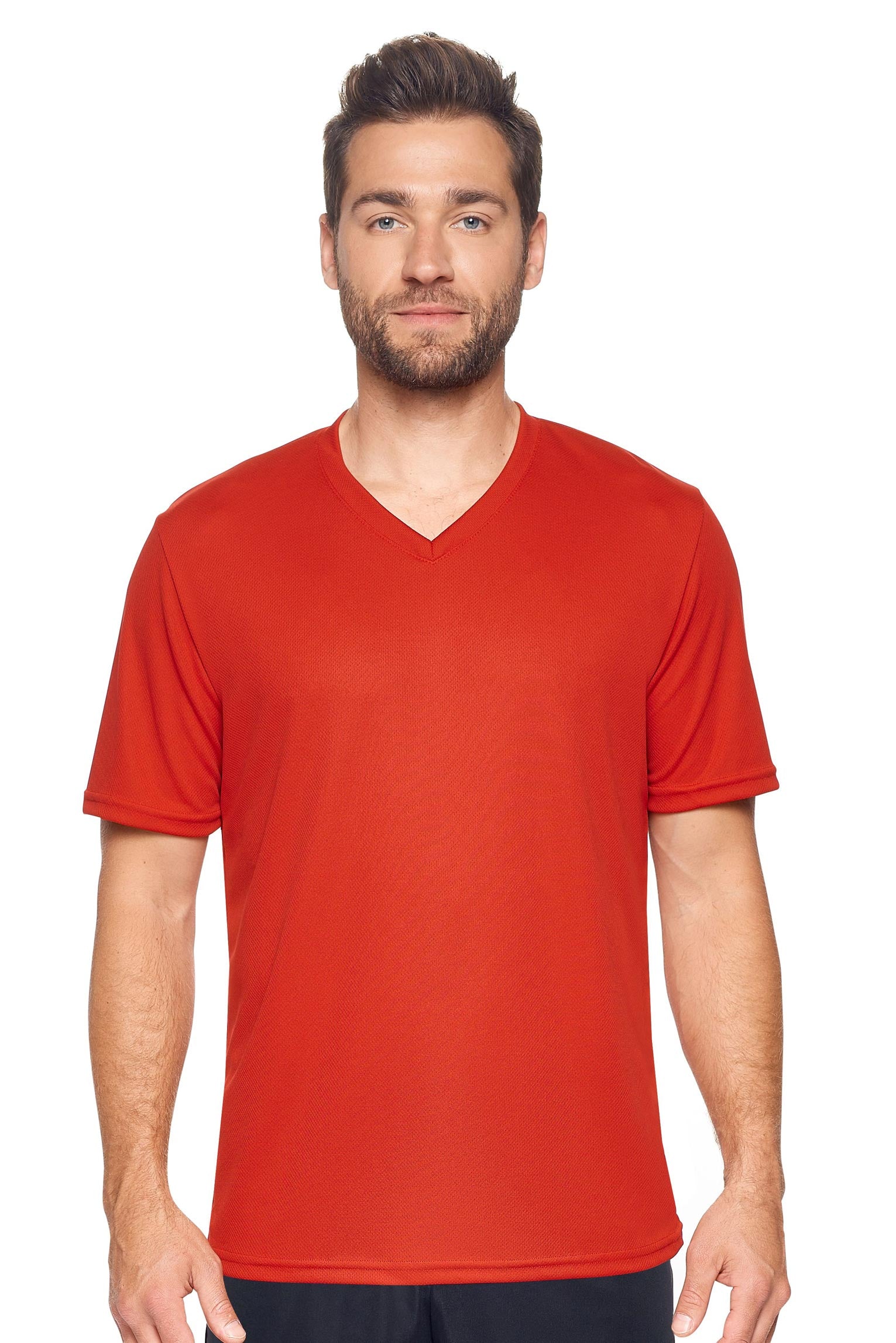 AJ802🇺🇸 Oxymesh™ V-Neck Tec Tee - Expert Brand #true-red