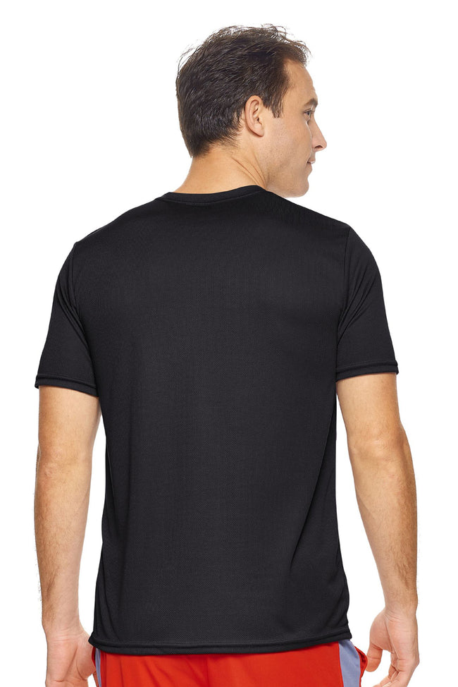 Expert Brand Wholesale Men's Oxymesh Tec Tee Performance Fitness Running Shirt in Black Image 3#black