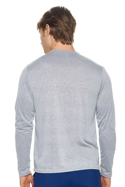 Expert Brand Wholesale Blanks Unisex Men's Natural Feel Jersey Long Sleeve Made in USA Heather Gray Image 3#heather-gray