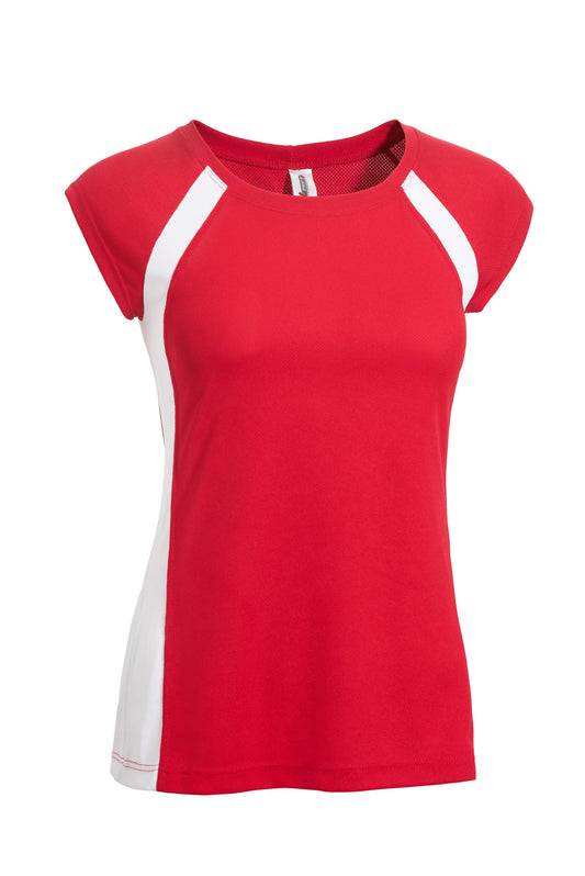 Expert Brand Wholesale Made in USA women's colorblock referee fitness tee in red#red