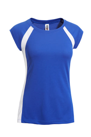 Expert Brand Wholesale Made in USA women's colorblock referee fitness tee in royal blue#royal-blue