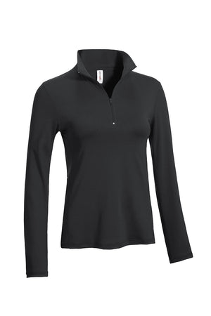 Expert Brand Wholesale Made in USA Women's Quarter Zip Tracksuit Pullover Top in Black#black
