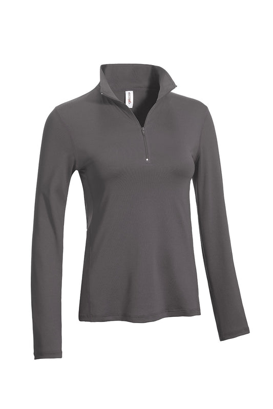 Expert Brand Wholesale Made in USA Women's Quarter Zip Tracksuit Pullover Top in Charcoal Image 2#charcoal