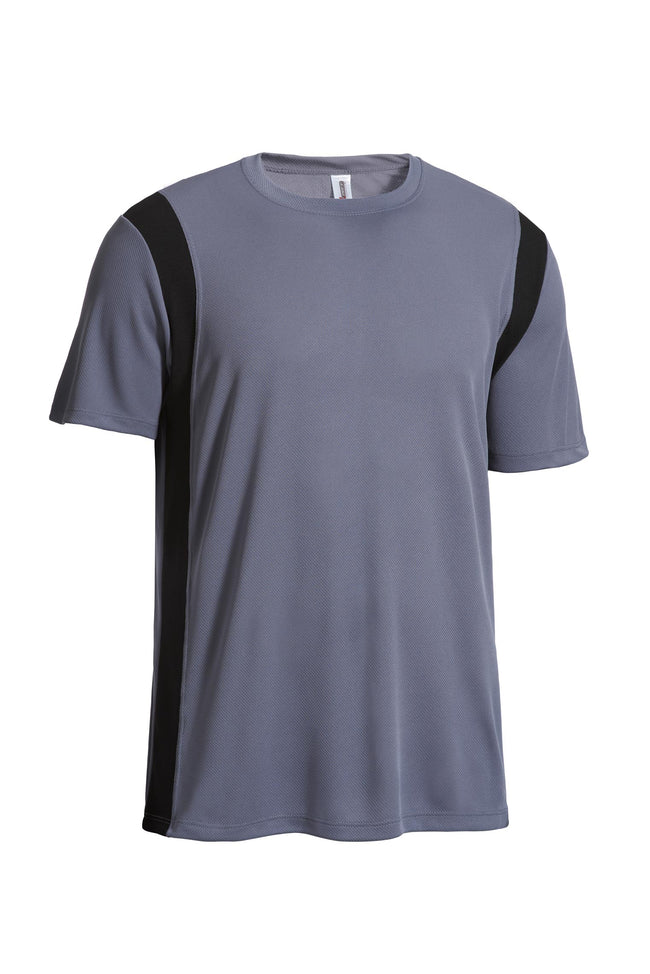 Expert Brand Wholesale Blanks Made in USA Men's Colorblock Weekend Active Tee Oxymesh Steel#steel