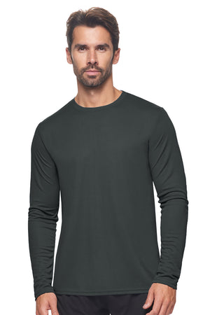 Expert Brand Wholesale Men's Oxymesh Performance Long Sleeve Tec Tee Made in USA AJ901D graphite#graphite