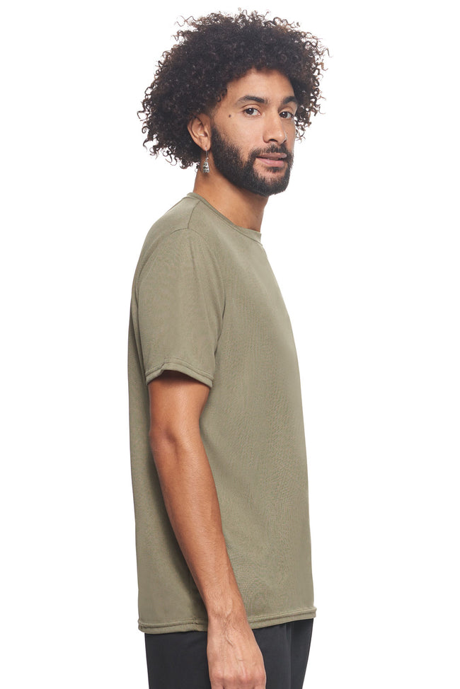 Expert Brand Wholesale Made in USA Men's Unisex Oxymesh Crewneck Tec Tee in Tan Image 2#tan