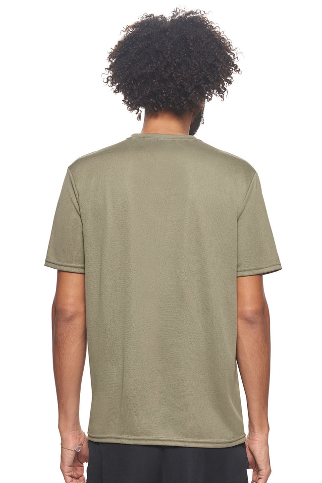 Expert Brand Wholesale Made in USA Men's Unisex Oxymesh Crewneck Tec Tee in Tan Image 3#tan