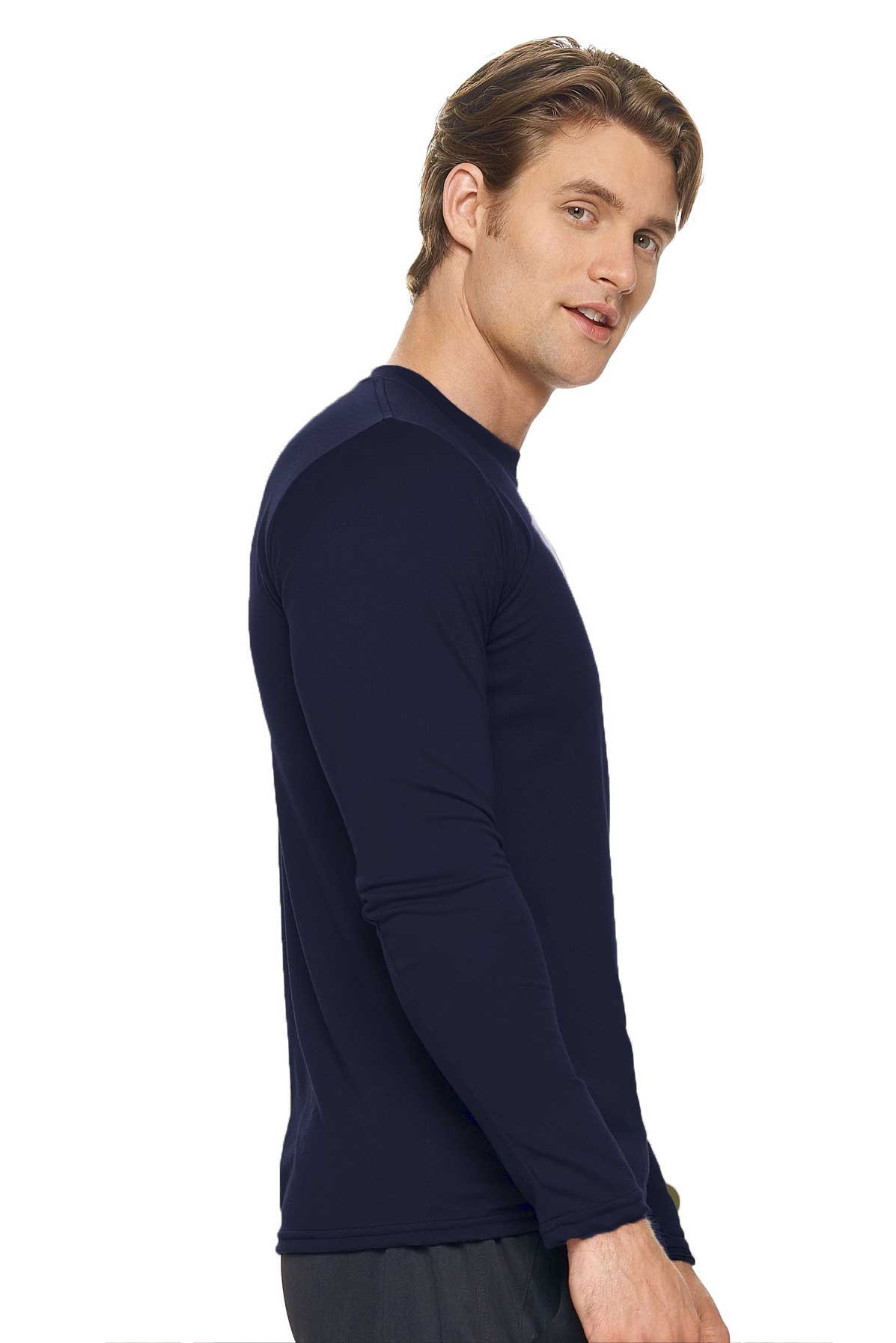 Expert Brand Wholesale Men's In the Field Outdoors Long Sleeve Tee Made in USA PT808 Army Blue Image 2#army-blue