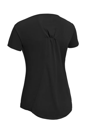 Expert Brand Wholesale Made in USA Women's Angel Mesh Cinch Tee AI233 in Black 2#black