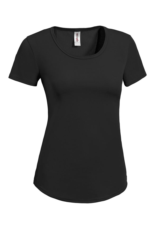 Expert Brand Wholesale Made in USA Women's Angel Mesh Cinch Tee AI233 in Black#black