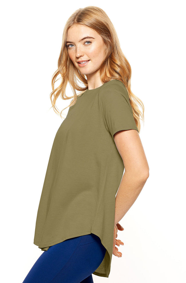 Expert Brand Wholesale Made in USA Women's Fashion Top Tee Hemp Cotton HC286 in Aloe image 2#aloe