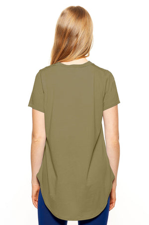Expert Brand Wholesale Made in USA Women's Fashion Top Tee Hemp Cotton HC286 in Aloe image 3#aloe
