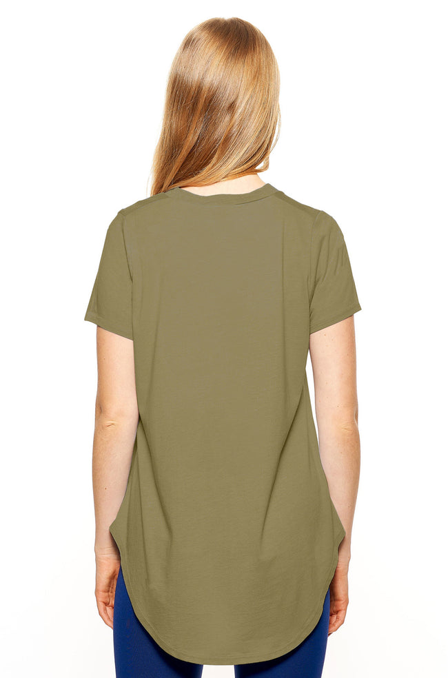 Expert Brand Wholesale Made in USA Women's Fashion Top Tee Hemp Cotton HC286 in Aloe image 3#aloe
