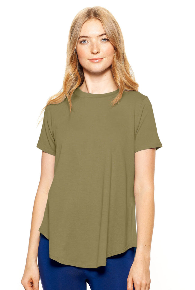 Expert Brand Wholesale Made in USA Women's Fashion Top Tee Hemp Cotton HC286 in Aloe#aloe