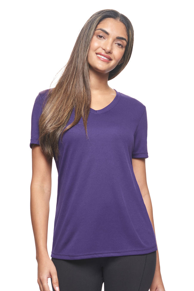 AJ202D🇺🇸 Oxymesh™ V-Neck Tec Tee - Expert Brand #DARK PURPLE
