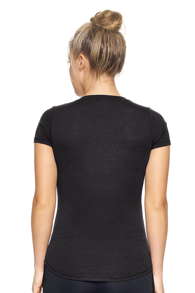Expert Brand Wholesale Made in USA Women's Tritec Triblend V-Neck Tee in Black image 2#black