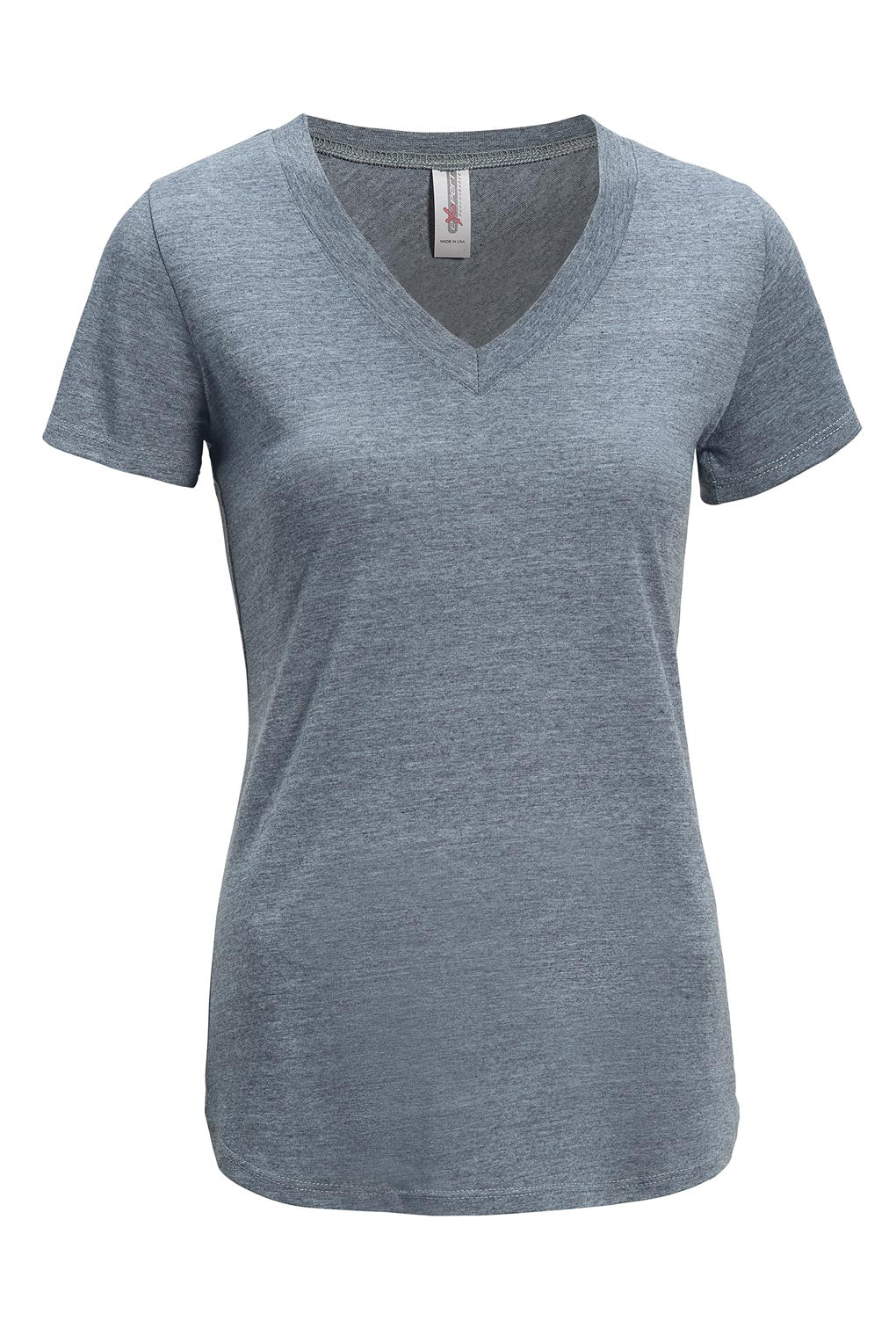 Expert Brand Wholesale Made in USA Women's Tritec Triblend V-Neck Tee in Charcoal#charcoal