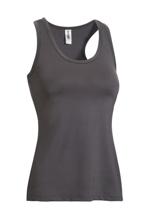 Expert Brand Wholesale Made in USA women's gym racerback tank in charcoal image 2#charcoal