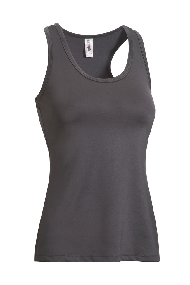 Expert Brand Wholesale Made in USA women's gym racerback tank in charcoal image 2#charcoal