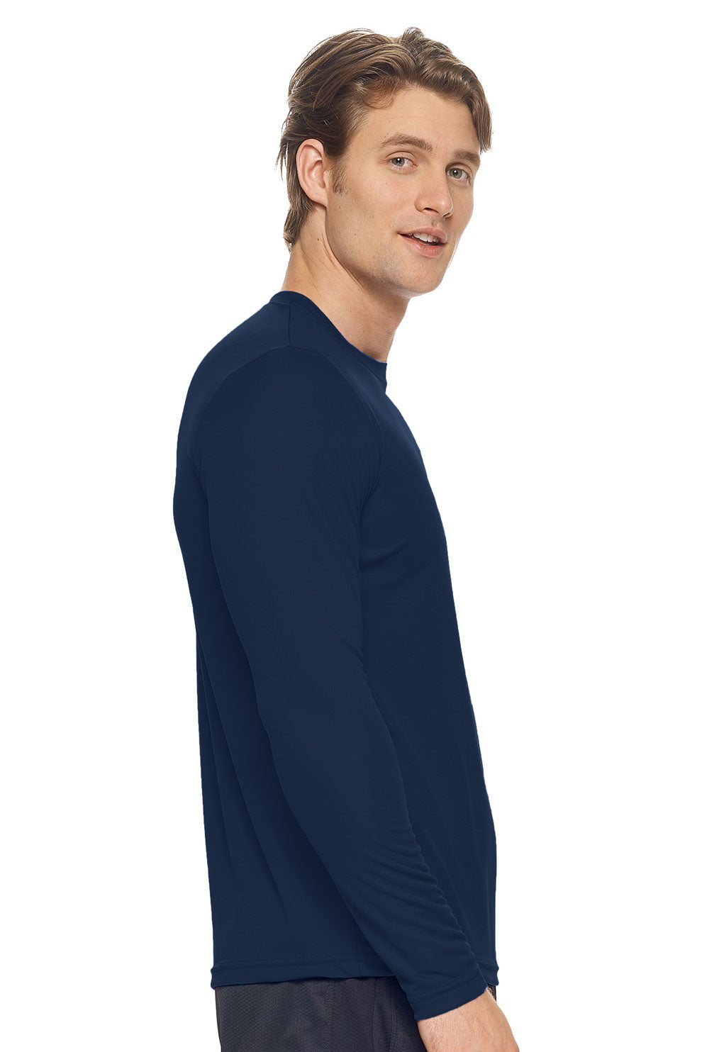 Expert Brand Wholesale Men's DriMax Crewneck Performance Long Sleeve Tee Made in USA AI901D Navy image 2#navy