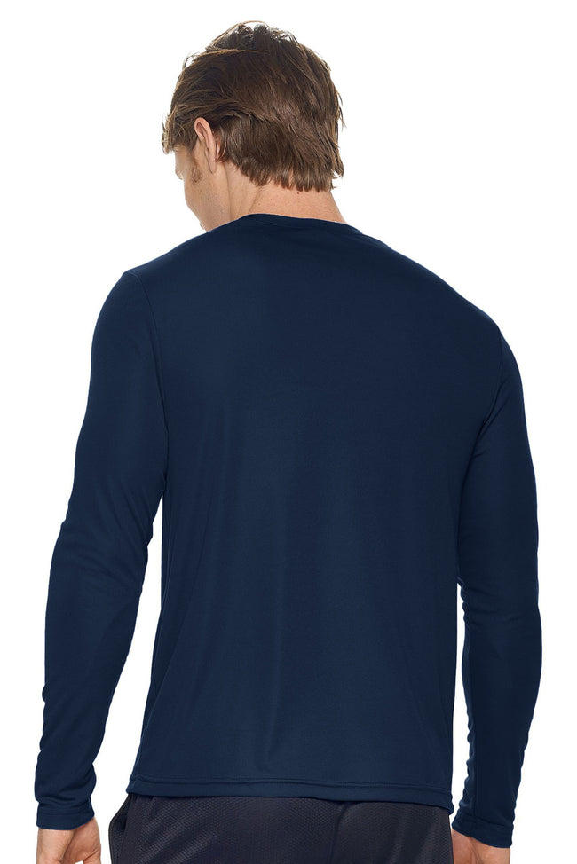 Expert Brand Wholesale Men's DriMax Crewneck Performance Long Sleeve Tee Made in USA AI901D Navy Image 3#navy