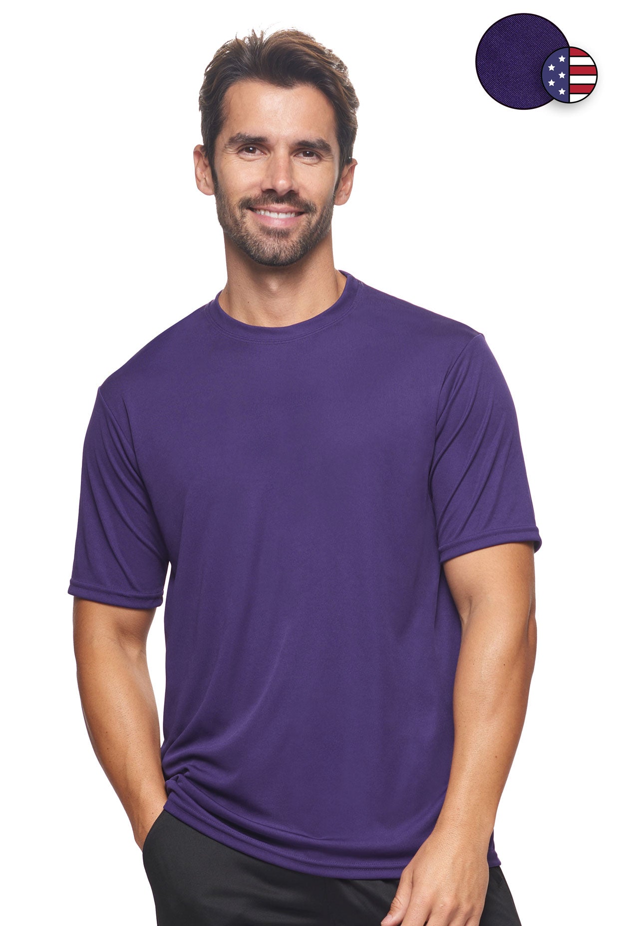 Expert Brand Wholesale Men's DriMax Crewneck Performance Tee Made in USA AI801D Dark Purple#deep-purple