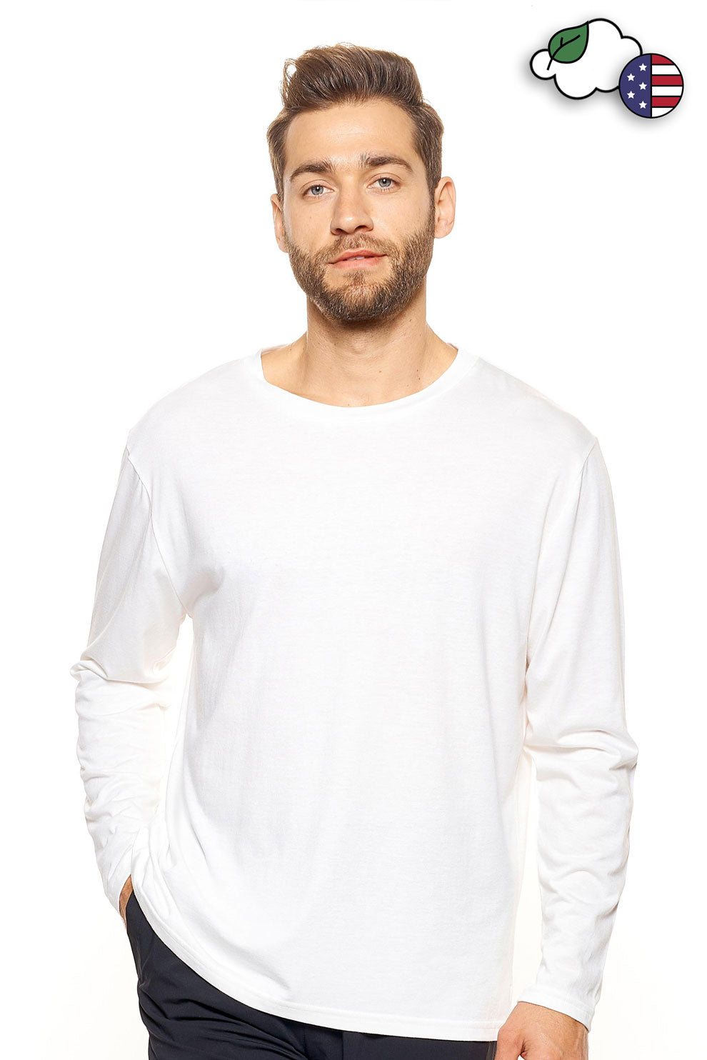 HC906🇺🇸🍃 Hemp Relaxed Split Hem Long Sleeve Tee - Expert Brand#bone