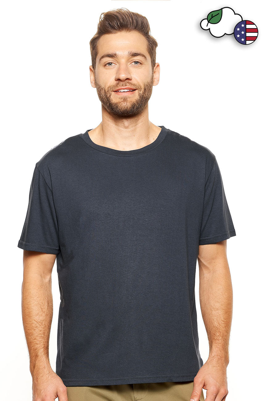 Expert Brand Wholesale Men's Hemp Organic Cotton Crewneck Split Hi Lo Hem Tee Made in USA Graphite#graphite